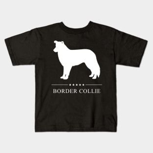 Border Collie Dog White Silhouette Kids T-Shirt